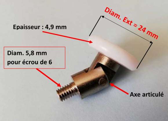 Roulette et roulement pour porte de douche - Aurlane