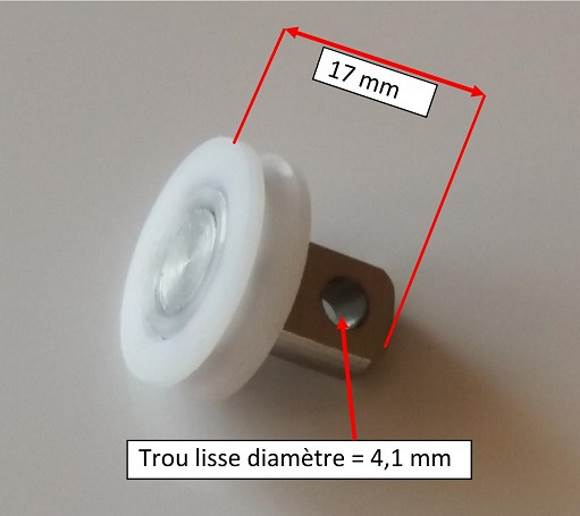 1 / Roulette de douche, roulement de roue, rouleau de porte