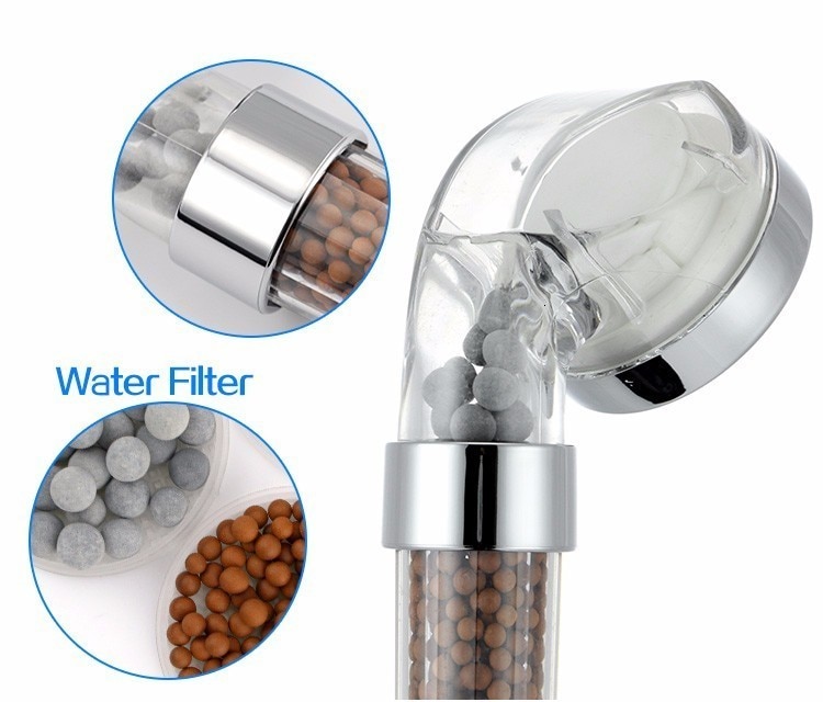 Pommeau de douche LED 3 couleurs suivant température de l'eau, économie d'eau, haute pression, filtre minéral, SPA