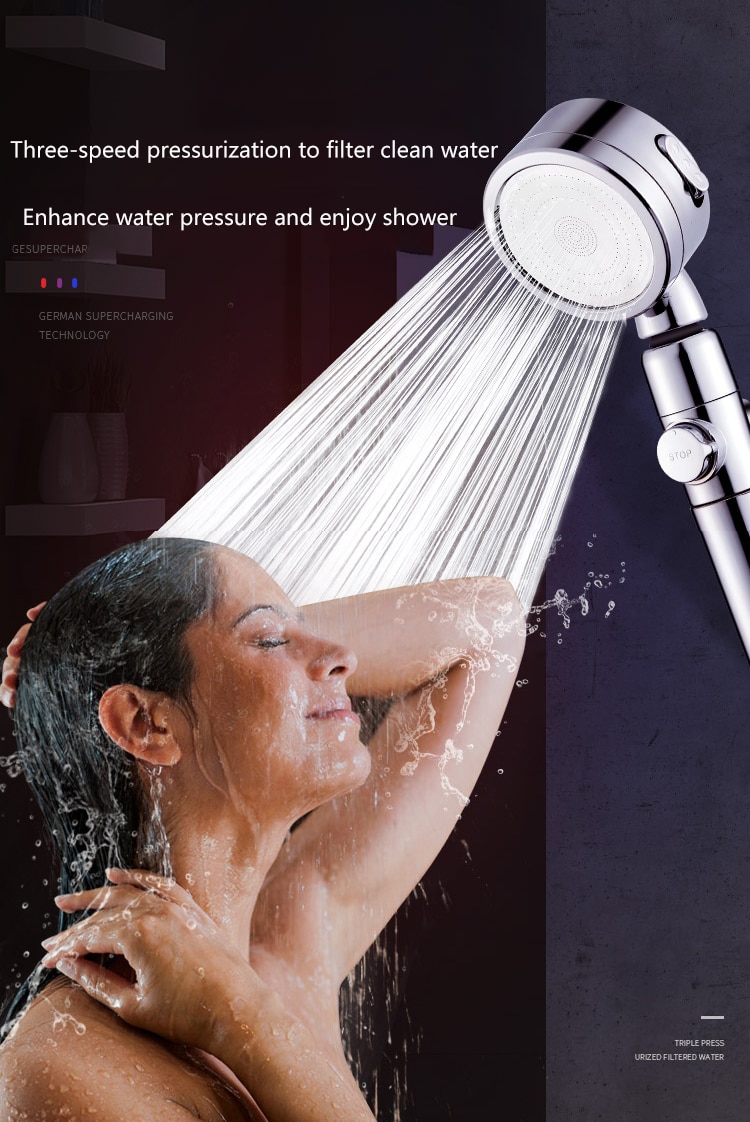 1- Pommeau De Douche Filtrant Haute Pression 3 Modes