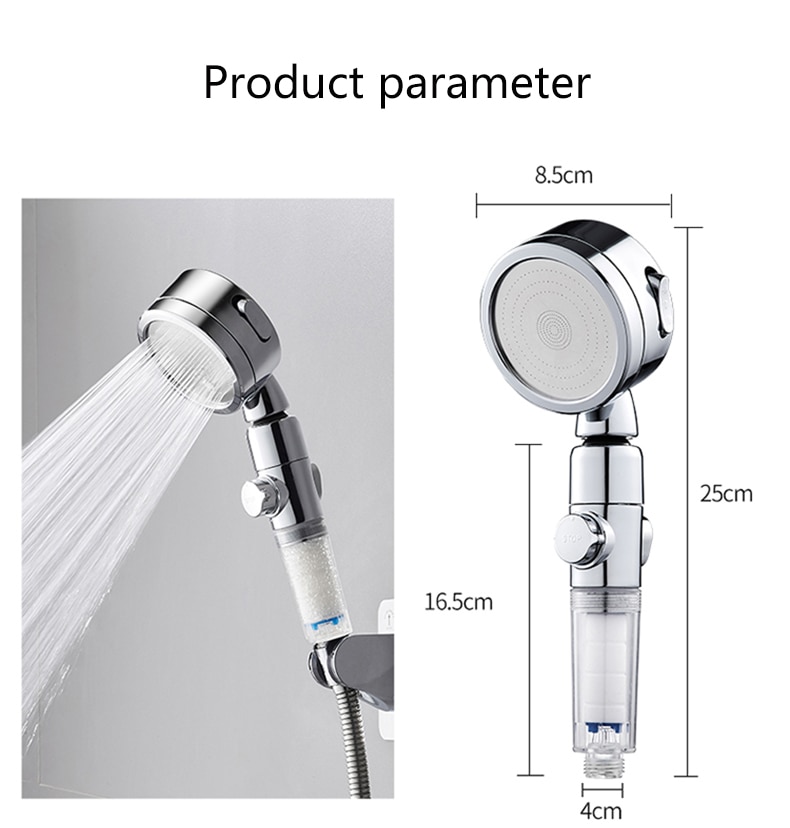 1- Pommeau De Douche Filtrant Haute Pression 3 Modes