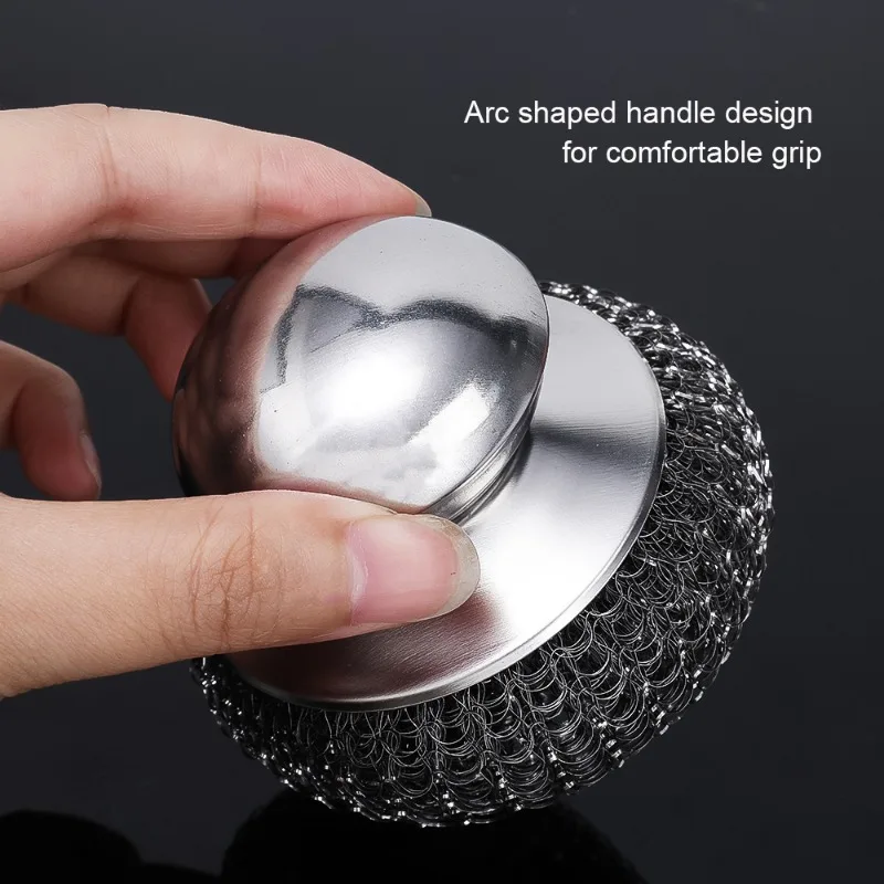 Brosse de cuisine en acier inoxydable avec boule de fil